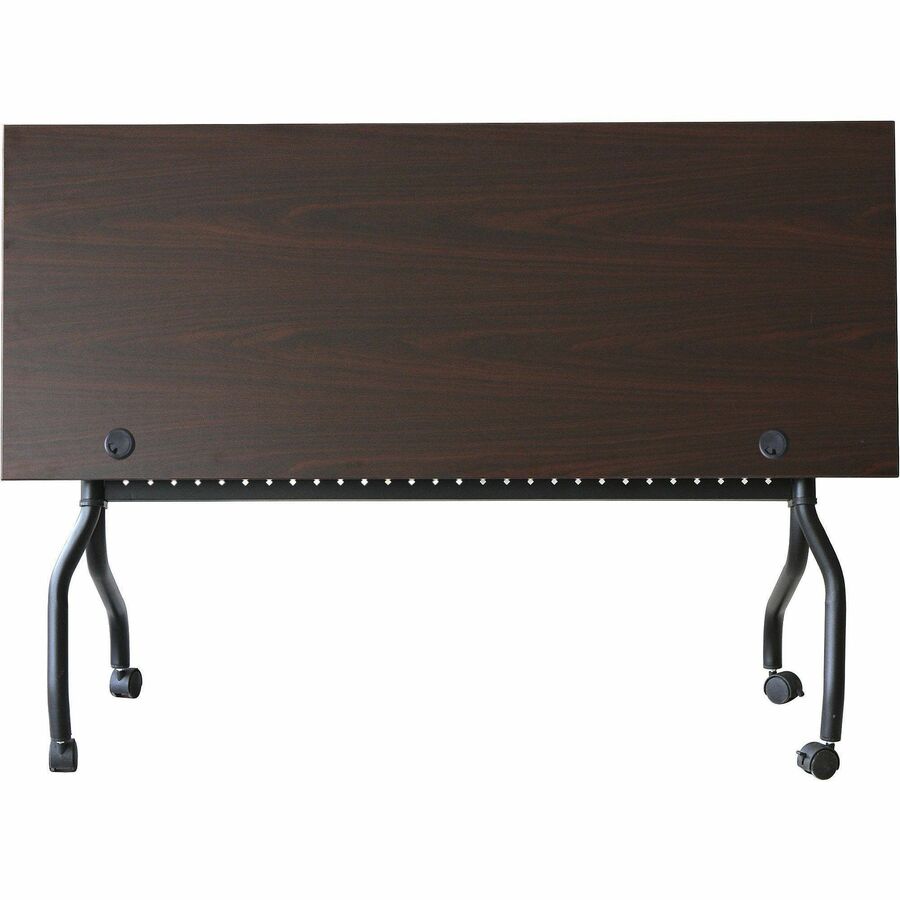 Lorell Flip Top Training Table - For - Table TopRectangle Top - Four Leg Base - 4 Legs x 60" Table Top Width x 23.60" Table Top Depth - 29.50" Height x 59" Width x 23.63" Depth - Assembly Required - Black, Mahogany - Melamine, Nylon - 1 Each