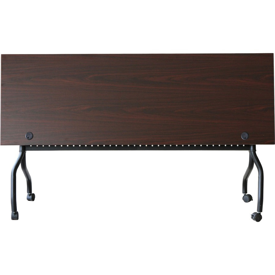Lorell Flip Top Training Table - For - Table TopRectangle Top - Four Leg Base - 4 Legs x 72" Table Top Width x 23.60" Table Top Depth - 29.50" Height x 70.88" Width x 23.63" Depth - Assembly Required - Black, Mahogany - Melamine, Nylon - 1 Each