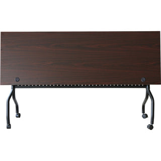 Lorell Flip Top Training Table - For - Table TopRectangle Top - Four Leg Base - 4 Legs x 72" Table Top Width x 23.60" Table Top Depth - 29.50" Height x 70.88" Width x 23.63" Depth - Assembly Required - Black, Mahogany - Melamine, Nylon - 1 Each