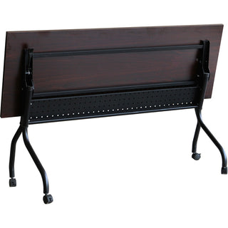 Lorell Flip Top Training Table - For - Table TopRectangle Top - Four Leg Base - 4 Legs x 72" Table Top Width x 23.60" Table Top Depth - 29.50" Height x 70.88" Width x 23.63" Depth - Assembly Required - Black, Mahogany - Melamine, Nylon - 1 Each