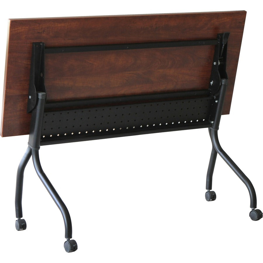 Lorell Flip Top Training Table - For - Table TopRectangle Top - Four Leg Base - 4 Legs x 48" Table Top Width x 23.60" Table Top Depth - 29.50" Height x 47.25" Width x 23.63" Depth - Mahogany - Melamine, Nylon - 1 Each
