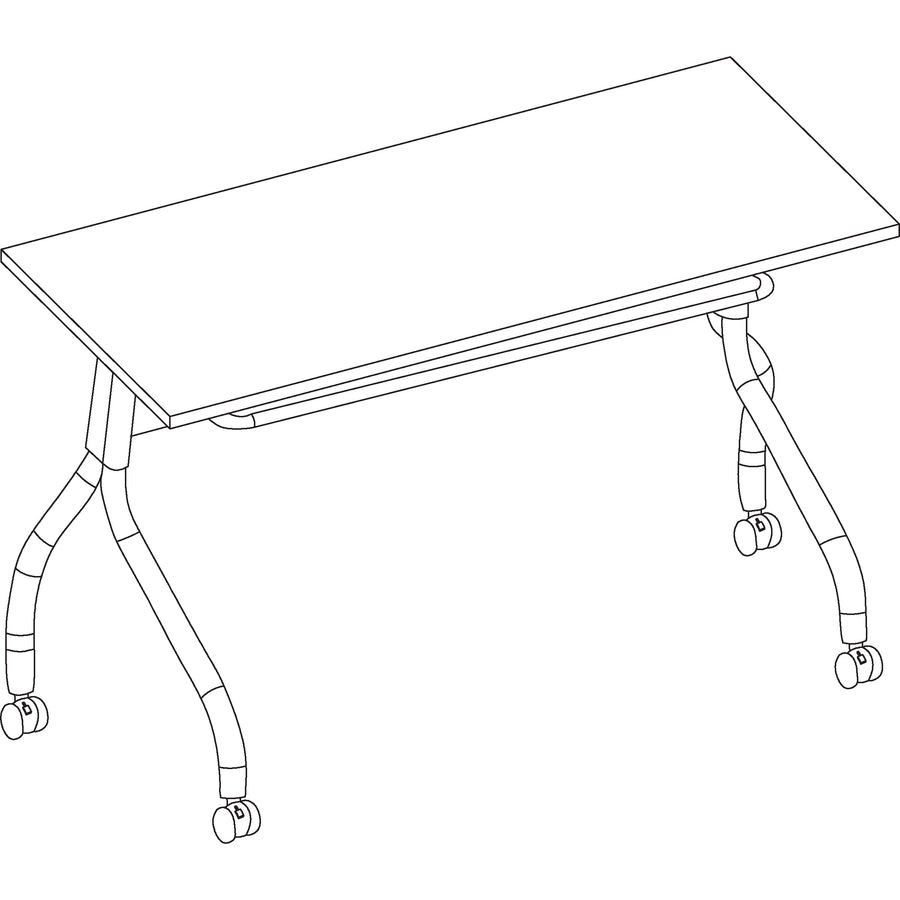 Lorell Flip Top Training Table - For - Table TopRectangle Top - Four Leg Base - 4 Legs x 48" Table Top Width x 23.60" Table Top Depth - 29.50" Height x 47.25" Width x 23.63" Depth - Mahogany - Melamine, Nylon - 1 Each - 