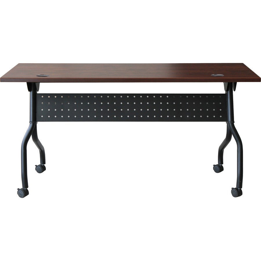 Lorell Flip Top Training Table - For - Table TopRectangle Top - Four Leg Base - 4 Legs x 60" Table Top Width x 23.60" Table Top Depth - 29.50" Height x 59" Width x 23.63" Depth - Assembly Required - Cherry - Melamine, Nylon - 1 Each