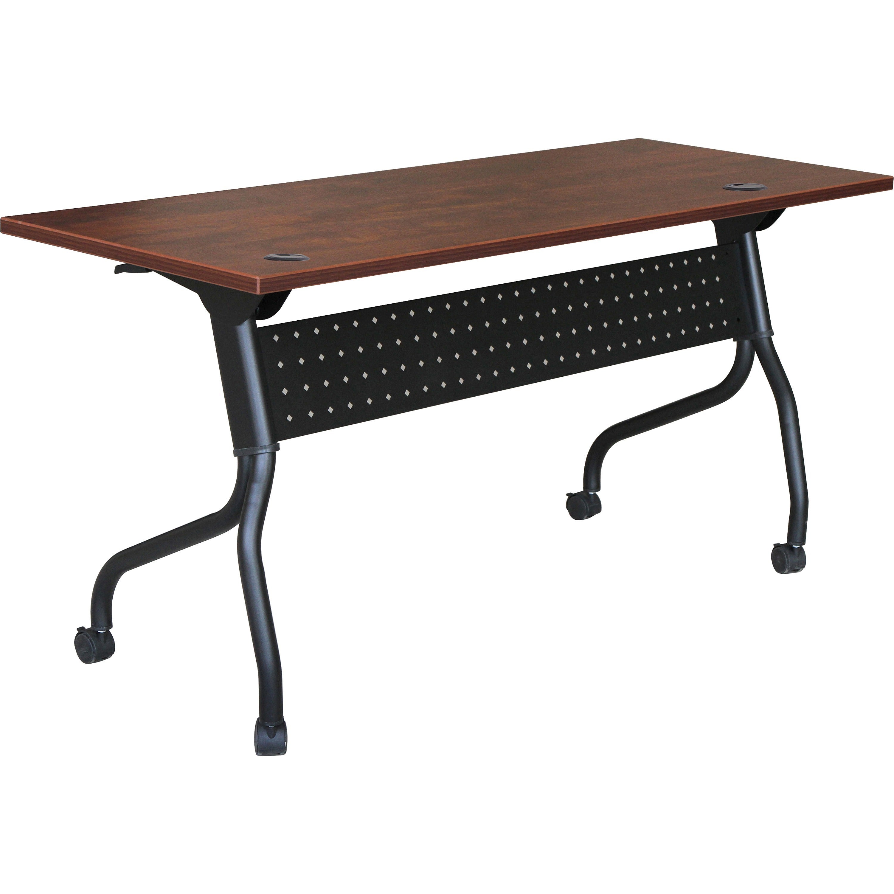 Lorell Flip Top Training Table - For - Table TopRectangle Top - Four Leg Base - 4 Legs x 60" Table Top Width x 23.60" Table Top Depth - 29.50" Height x 59" Width x 23.63" Depth - Assembly Required - Cherry - Melamine, Nylon - 1 Each
