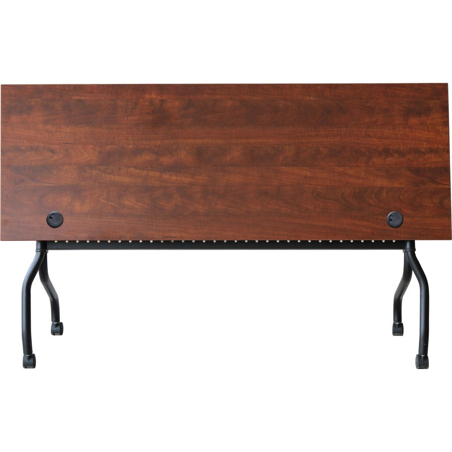 Lorell Flip Top Training Table - For - Table TopRectangle Top - Four Leg Base - 4 Legs x 72" Table Top Width x 23.60" Table Top Depth - 29.50" Height x 28.70" Width x 23.63" Depth - Assembly Required - Cherry - Melamine, Nylon - 1 Each