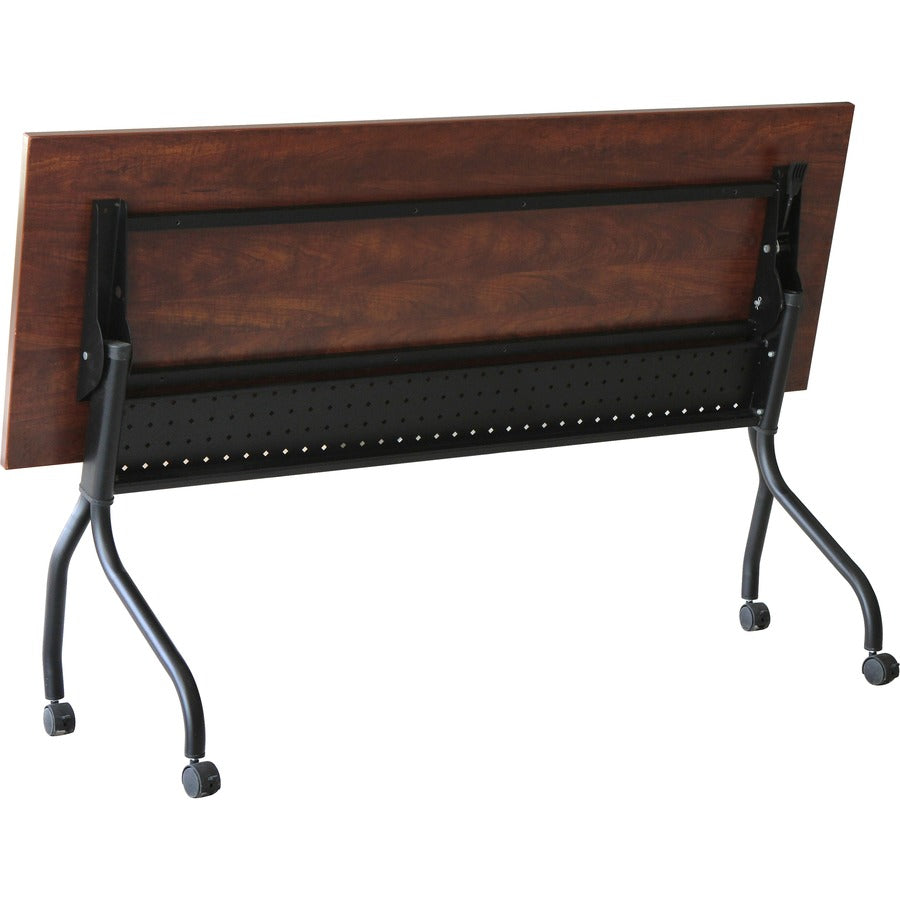 Lorell Flip Top Training Table - For - Table TopRectangle Top - Four Leg Base - 4 Legs x 72" Table Top Width x 23.60" Table Top Depth - 29.50" Height x 28.70" Width x 23.63" Depth - Assembly Required - Cherry - Melamine, Nylon - 1 Each