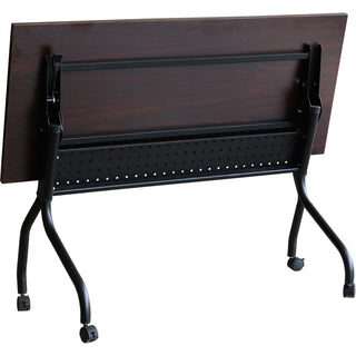 Lorell Flip Top Training Table - For - Table TopRectangle Top - Four Leg Base - 4 Legs x 48" Table Top Width x 23.60" Table Top Depth - 29.50" Height x 47.25" Width x 23.63" Depth - Assembly Required - Black, Mahogany - Melamine, Nylon - 1 Each