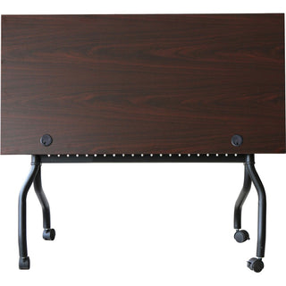 Lorell Flip Top Training Table - For - Table TopRectangle Top - Four Leg Base - 4 Legs x 48" Table Top Width x 23.60" Table Top Depth - 29.50" Height x 47.25" Width x 23.63" Depth - Assembly Required - Black, Mahogany - Melamine, Nylon - 1 Each