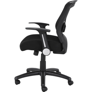 Lorell Flipper Arm Mid-back Office Chair - Fabric Seat - Mid Back - 5-star Base - Black - 1 Each