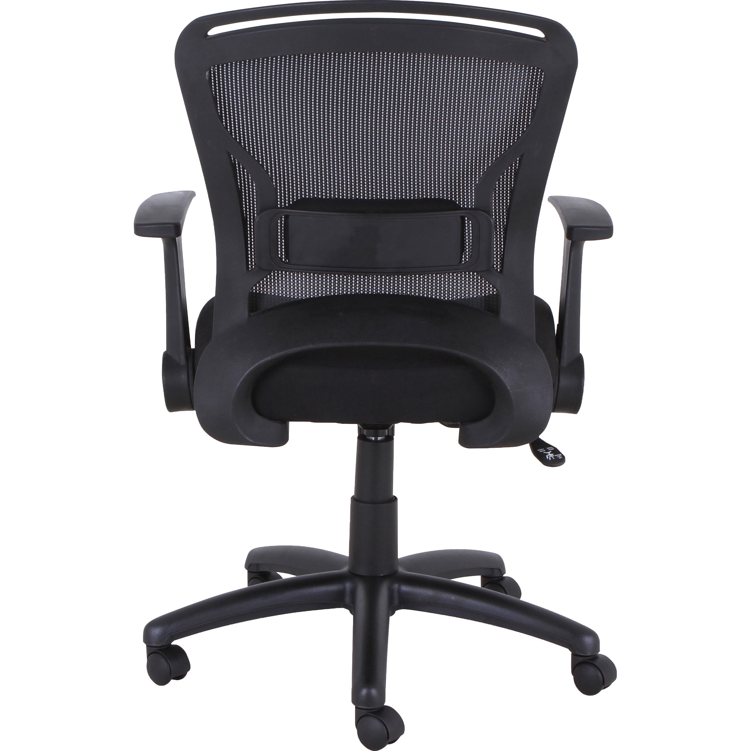 Lorell Flipper Arm Mid-back Office Chair - Fabric Seat - Mid Back - 5-star Base - Black - 1 Each - 