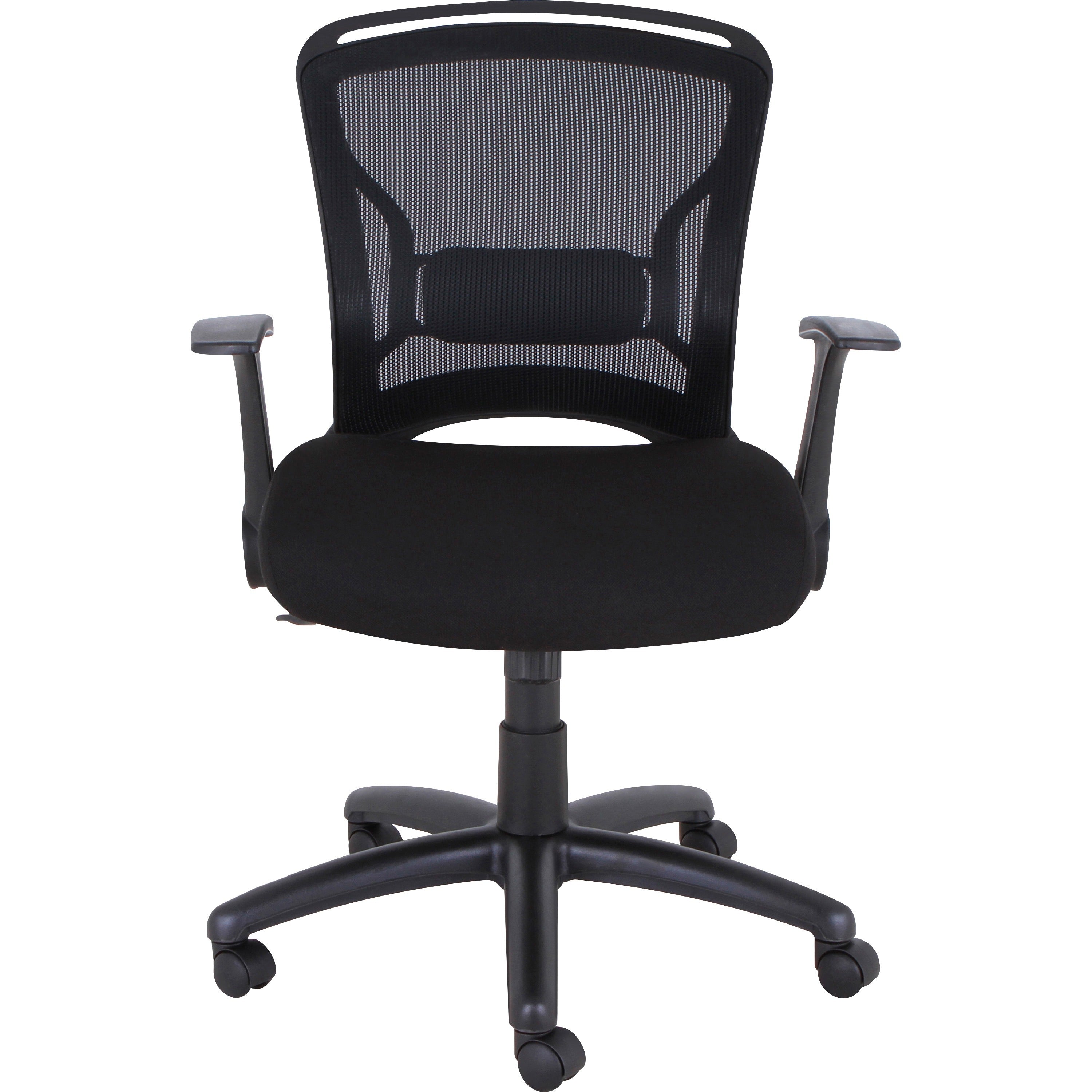 Lorell Flipper Arm Mid-back Office Chair - Fabric Seat - Mid Back - 5-star Base - Black - 1 Each - 