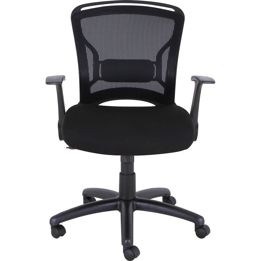 Lorell Flipper Arm Mid-back Office Chair - Fabric Seat - Mid Back - 5-star Base - Black - 1 Each