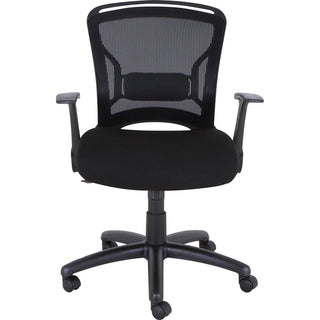 Lorell Flipper Arm Mid-back Office Chair - Fabric Seat - Mid Back - 5-star Base - Black - 1 Each