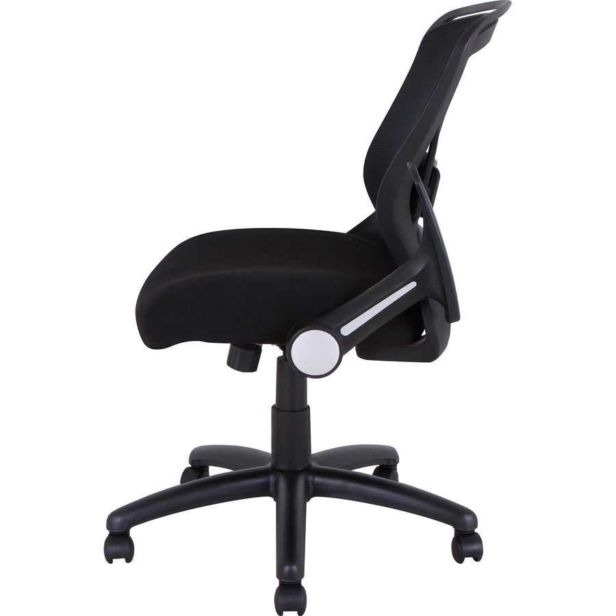 Lorell Flipper Arm Mid-back Office Chair - Fabric Seat - Mid Back - 5-star Base - Black - 1 Each - 