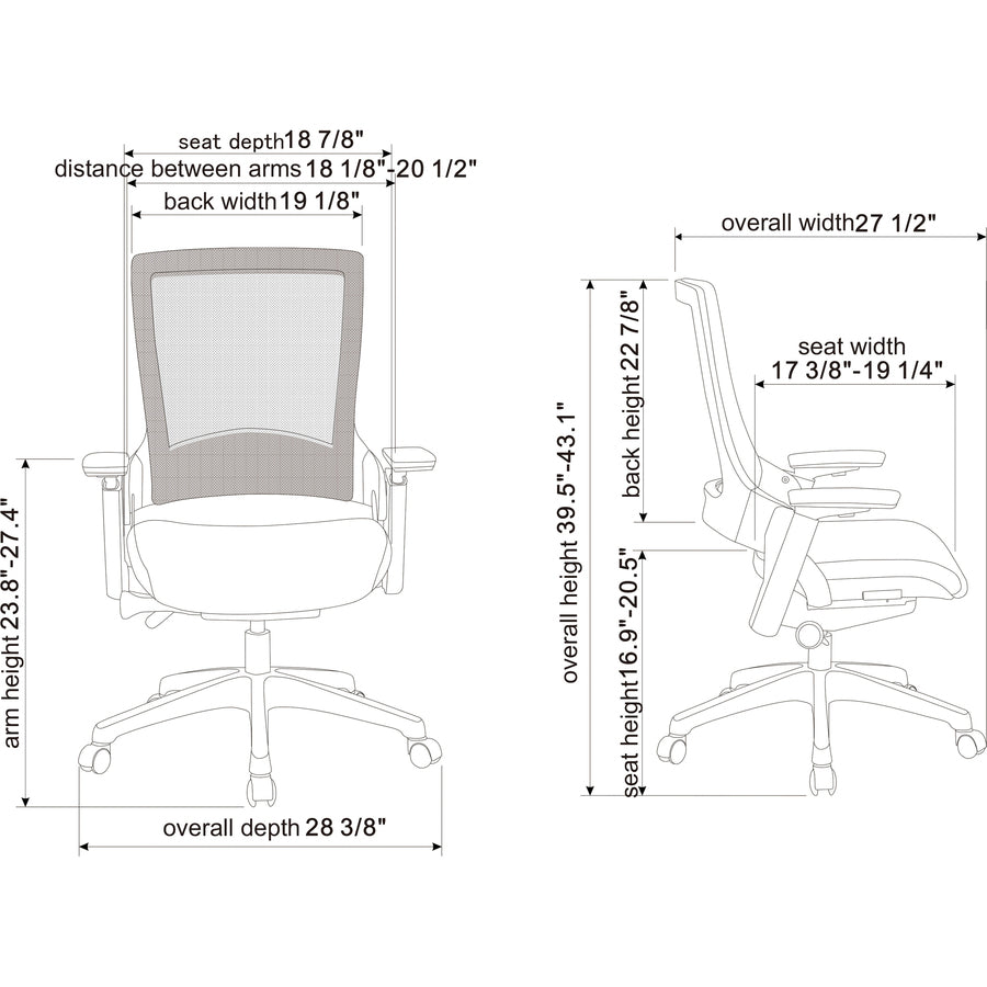 Lorell Serenity Series Executive Multifunction High-back Chair - Leather Seat - Leather Back - High Back - 1 Each
