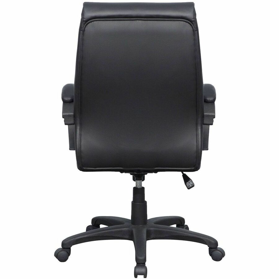 Lorell Deluxe High-back Office Chair - Leather Seat - Leather Back - High Back - 5-star Base - Black - 1 Each