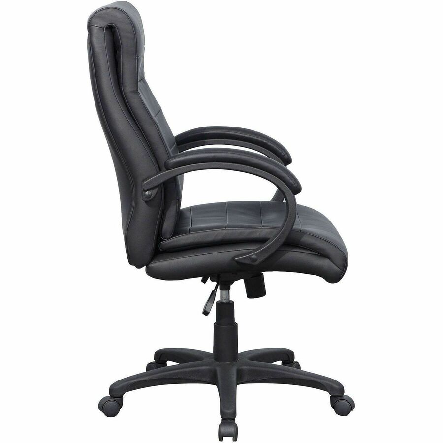 Lorell Deluxe High-back Office Chair - Leather Seat - Leather Back - High Back - 5-star Base - Black - 1 Each