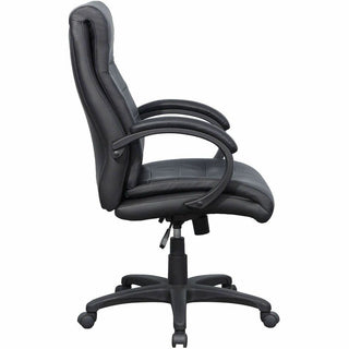 Lorell Deluxe High-back Office Chair - Leather Seat - Leather Back - High Back - 5-star Base - Black - 1 Each