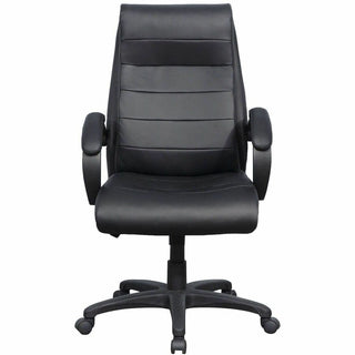 Lorell Deluxe High-back Office Chair - Leather Seat - Leather Back - High Back - 5-star Base - Black - 1 Each