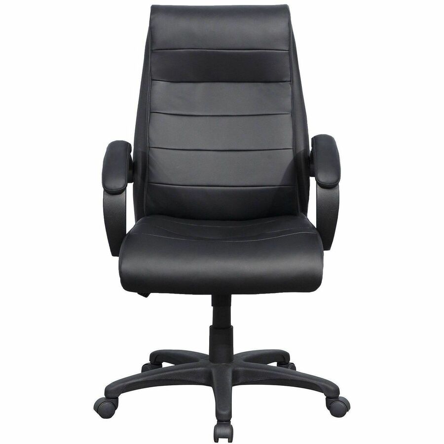 Lorell Deluxe High-back Office Chair - Leather Seat - Leather Back - High Back - 5-star Base - Black - 1 Each