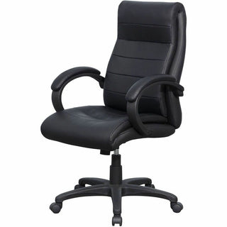 Lorell Deluxe High-back Office Chair - Leather Seat - Leather Back - High Back - 5-star Base - Black - 1 Each