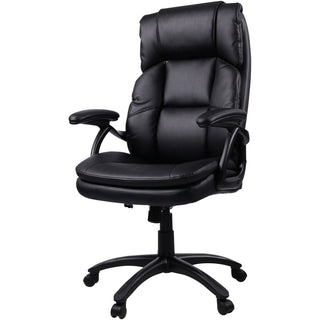 Lorell High-back Cushioned Office Chair - Bonded Leather Seat - Bonded Leather Back - High Back - 5-star Base - Black - 1 Each