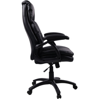 Lorell High-back Cushioned Office Chair - Bonded Leather Seat - Bonded Leather Back - High Back - 5-star Base - Black - 1 Each