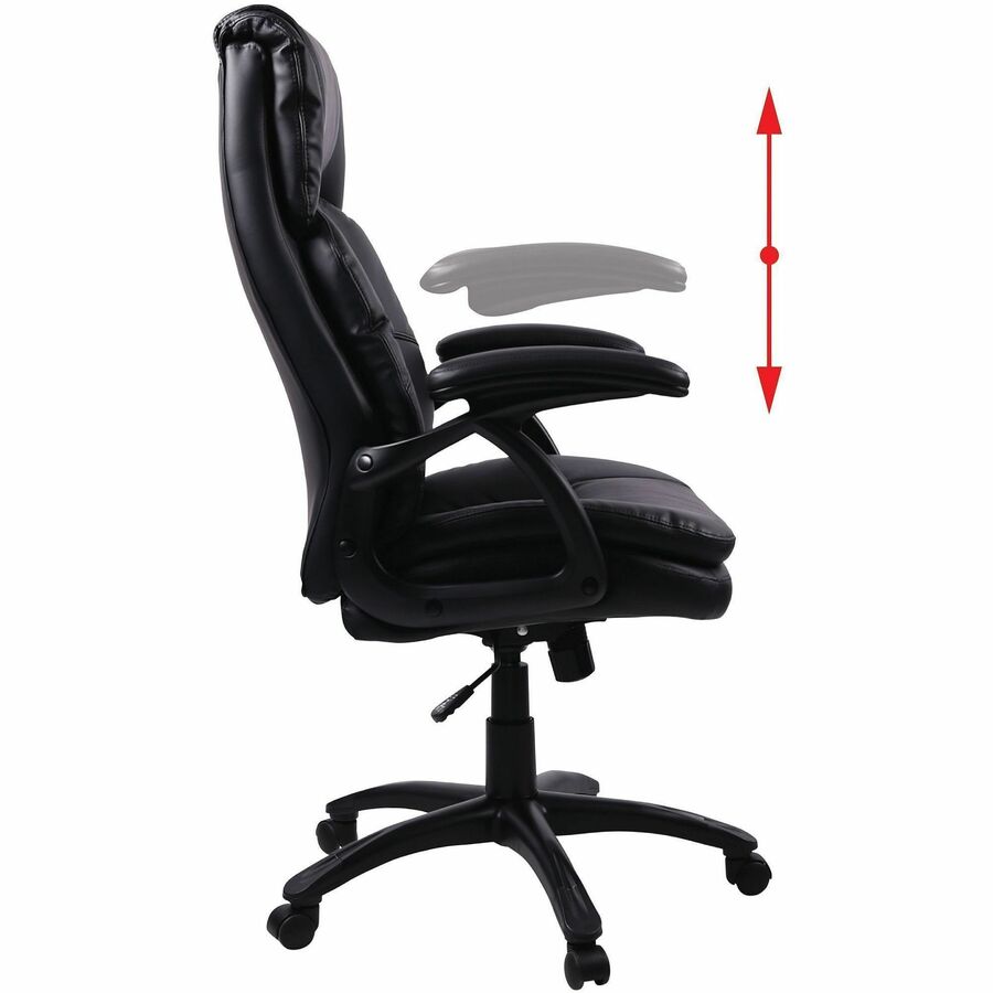 Lorell High-back Cushioned Office Chair - Bonded Leather Seat - Bonded Leather Back - High Back - 5-star Base - Black - 1 Each
