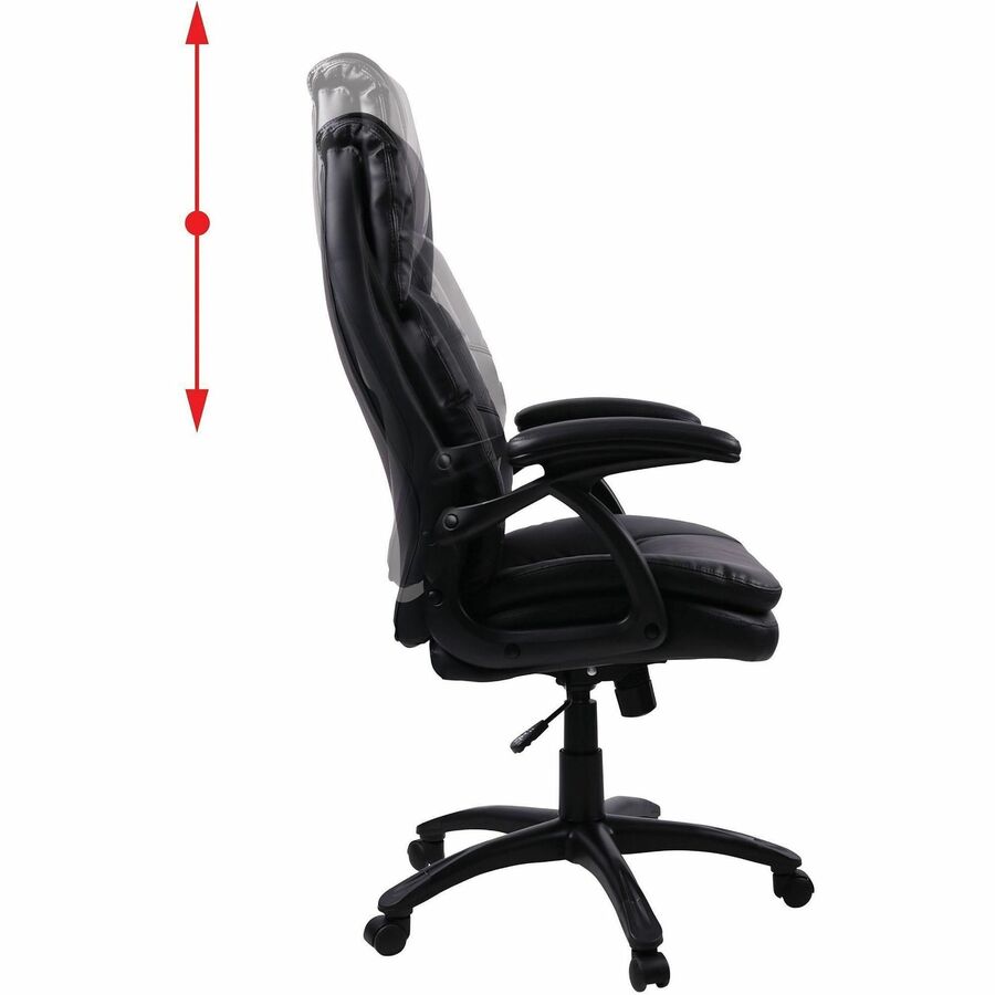 Lorell High-back Cushioned Office Chair - Bonded Leather Seat - Bonded Leather Back - High Back - 5-star Base - Black - 1 Each