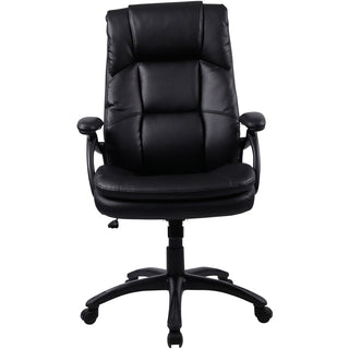 Lorell High-back Cushioned Office Chair - Bonded Leather Seat - Bonded Leather Back - High Back - 5-star Base - Black - 1 Each
