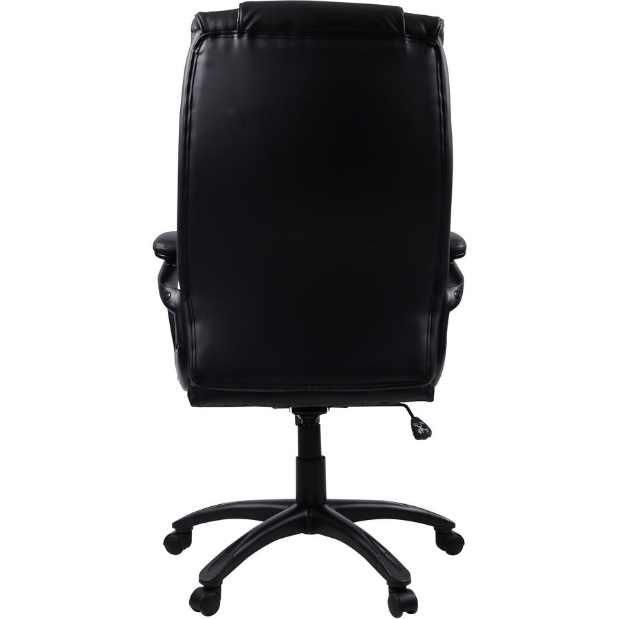 Lorell High-back Cushioned Office Chair - Bonded Leather Seat - Bonded Leather Back - High Back - 5-star Base - Black - 1 Each