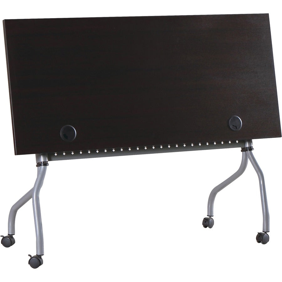 Lorell Flip Top Training Table - For - Table TopRectangle Top - Four Leg Base - 4 Legs x 48" Table Top Width x 23.50" Table Top Depth - 29.50" Height x 47.25" Width x 23.63" Depth - Assembly Required - Espresso, Silver - Melamine, Nylon - 1 Each
