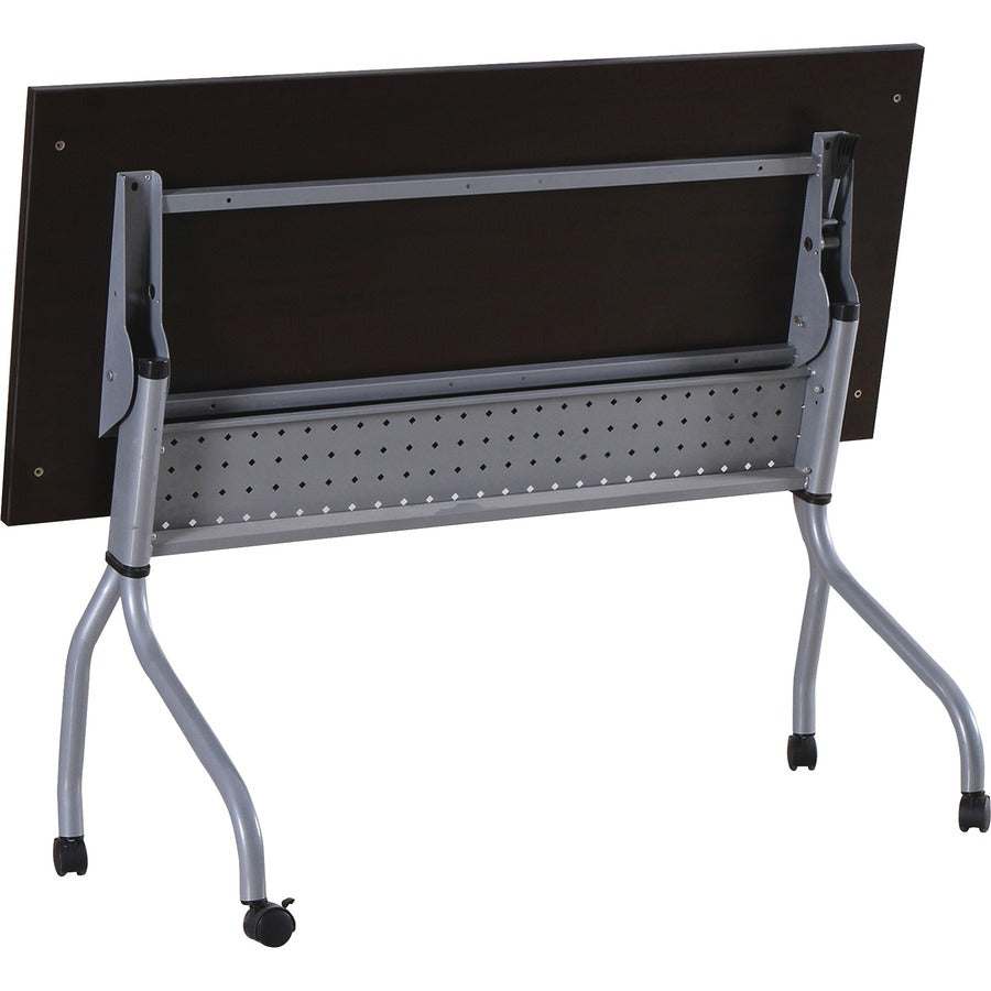 Lorell Flip Top Training Table - For - Table TopRectangle Top - Four Leg Base - 4 Legs x 48" Table Top Width x 23.50" Table Top Depth - 29.50" Height x 47.25" Width x 23.63" Depth - Assembly Required - Espresso, Silver - Melamine, Nylon - 1 Each