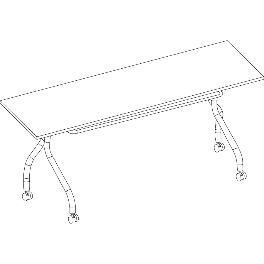 Lorell Flip Top Training Table - For - Table TopRectangle Top - Four Leg Base - 4 Legs x 72" Table Top Width x 23.50" Table Top Depth - 29.50" Height x 70.88" Width x 23.63" Depth - Assembly Required - Espresso, Silver - Melamine, Nylon - 1 Each - 