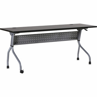 Lorell Flip Top Training Table - For - Table TopRectangle Top - Four Leg Base - 4 Legs x 72" Table Top Width x 23.50" Table Top Depth - 29.50" Height x 70.88" Width x 23.63" Depth - Assembly Required - Espresso, Silver - Melamine, Nylon - 1 Each