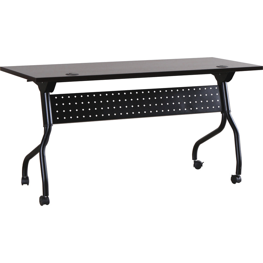 Lorell Flip Top Training Table - For - Table TopRectangle Top - Four Leg Base - 4 Legs x 48" Table Top Width x 23.50" Table Top Depth - 29.50" Height x 47.25" Width x 23.63" Depth - Assembly Required - Black, Espresso - Melamine, Nylon - 1 Each - 