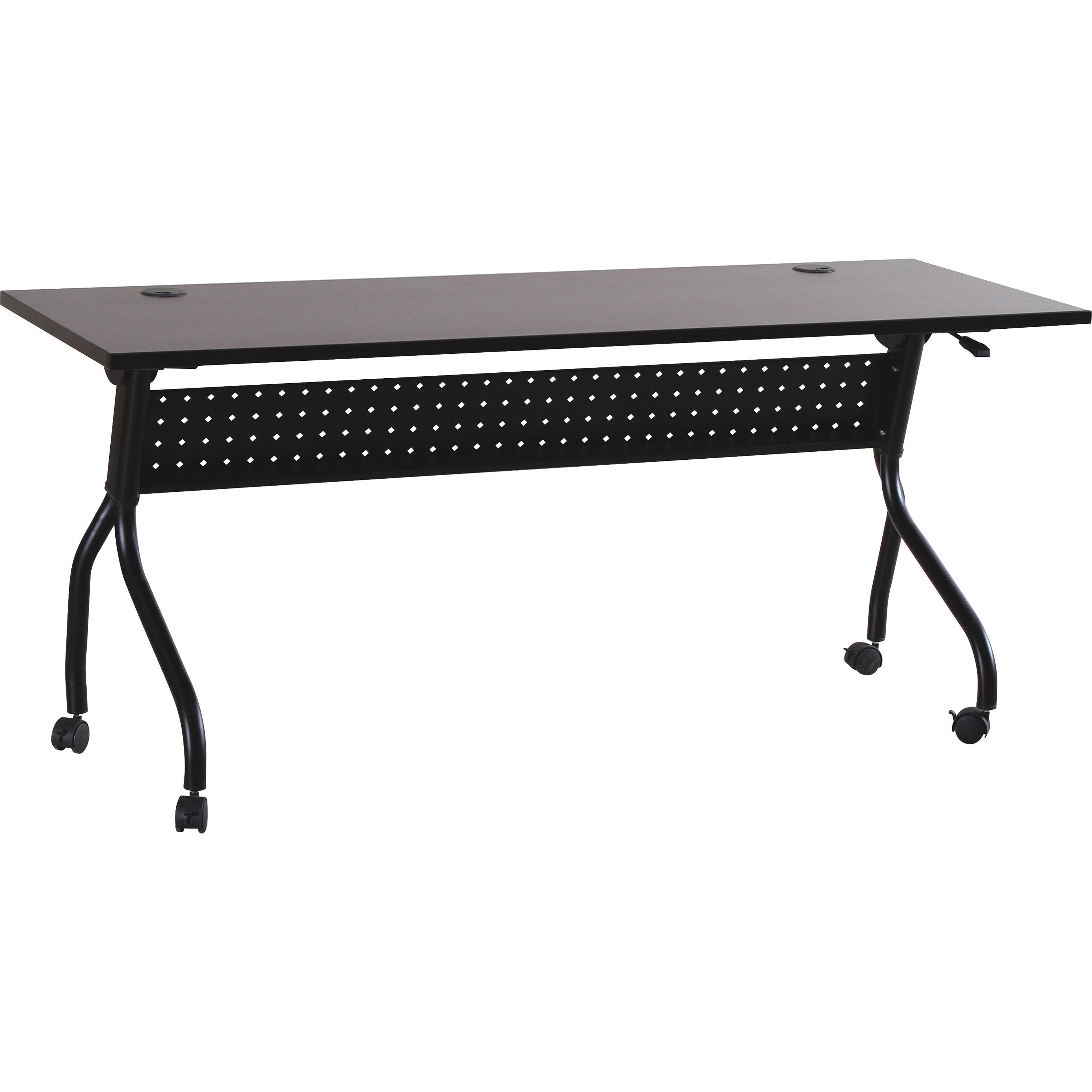 Lorell Flip Top Training Table - For - Table TopRectangle Top - Four Leg Base - 4 Legs x 72" Table Top Width x 23.50" Table Top Depth - 29.50" Height x 70.88" Width x 23.63" Depth - Assembly Required - Espresso, Black - Melamine, Nylon - 1 Each - 