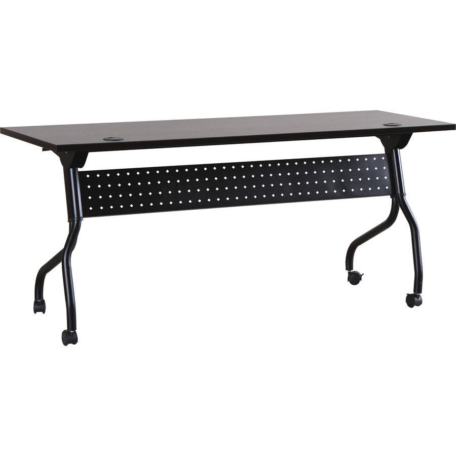 Lorell Flip Top Training Table - For - Table TopRectangle Top - Four Leg Base - 4 Legs x 72" Table Top Width x 23.50" Table Top Depth - 29.50" Height x 70.88" Width x 23.63" Depth - Assembly Required - Espresso, Black - Melamine, Nylon - 1 Each - 