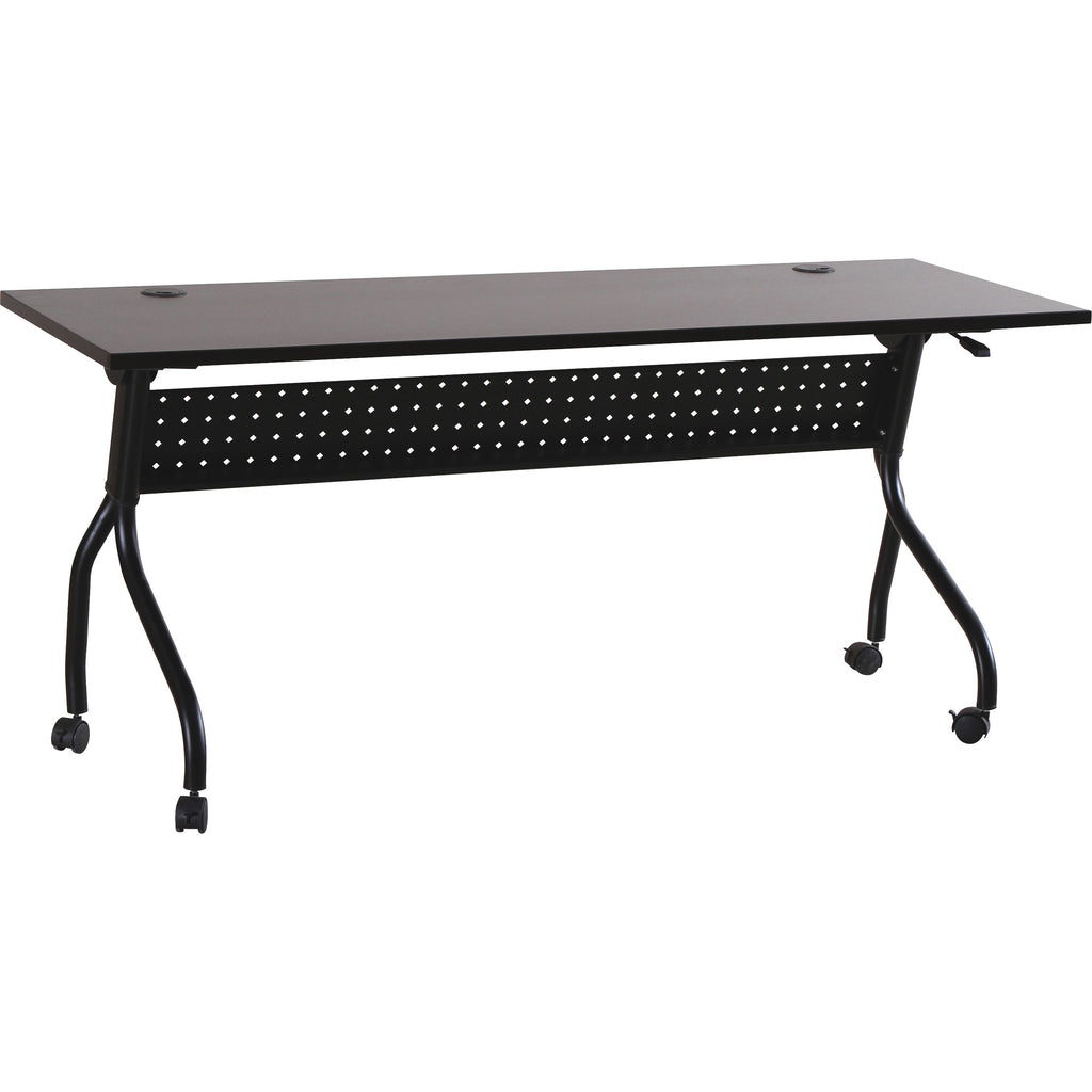 Lorell Flip Top Training Table - For - Table TopRectangle Top - Four Leg Base - 4 Legs x 72" Table Top Width x 23.50" Table Top Depth - 29.50" Height x 70.88" Width x 23.63" Depth - Assembly Required - Espresso, Black - Melamine, Nylon - 1 Each