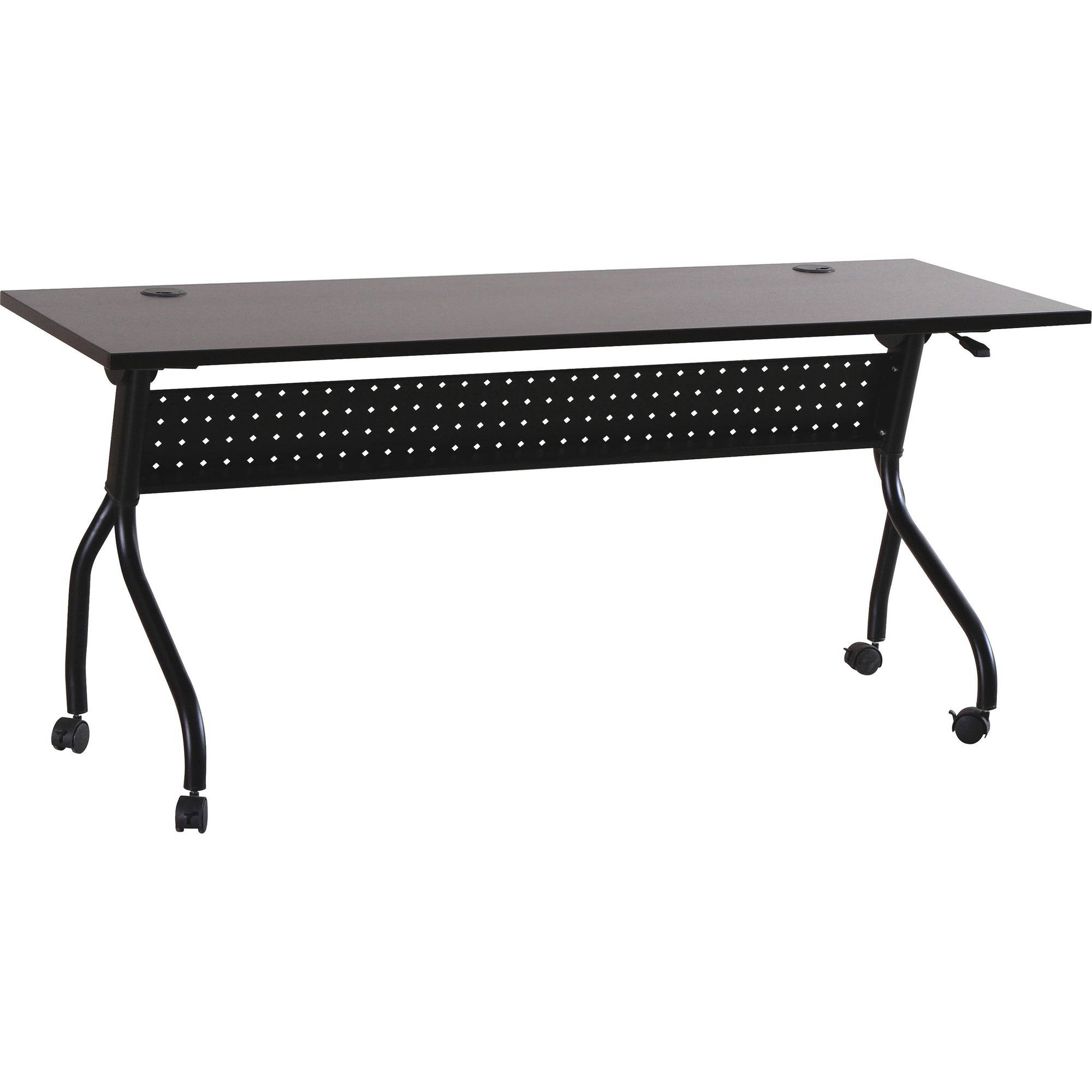 Lorell Flip Top Training Table - For - Table TopRectangle Top - Four Leg Base - 4 Legs x 72" Table Top Width x 23.50" Table Top Depth - 29.50" Height x 70.88" Width x 23.63" Depth - Assembly Required - Espresso, Black - Melamine, Nylon - 1 Each