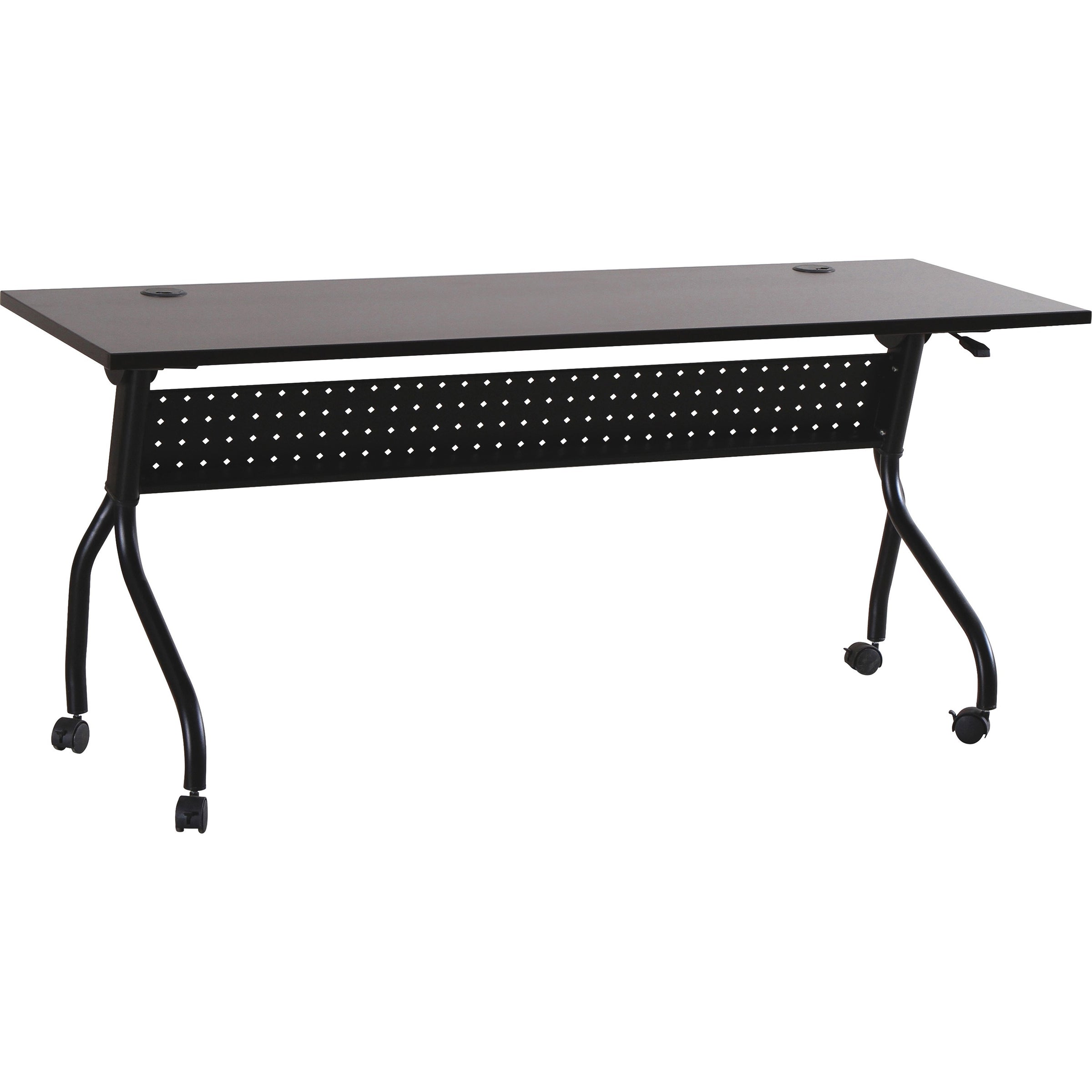 Lorell Flip Top Training Table - For - Table TopRectangle Top - Four Leg Base - 4 Legs x 72" Table Top Width x 23.50" Table Top Depth - 29.50" Height x 70.88" Width x 23.63" Depth - Assembly Required - Espresso, Black - Melamine, Nylon - 1 Each
