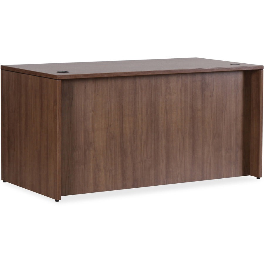 Lorell Essentials Series Rectangular Desk Shell - 1" Top, 70.9" x 35.4"29.5" Desk - Finish: Walnut Laminate - Lockable, Grommet, Modesty Panel, Adjustable Feet - For Office