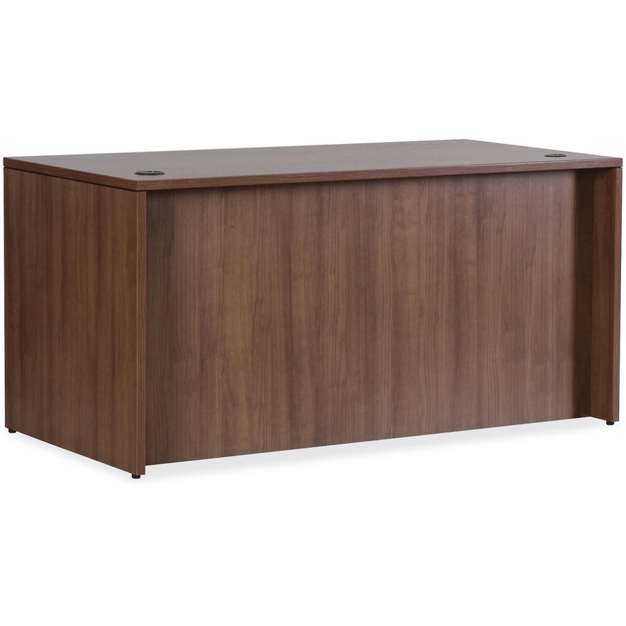 Lorell Essentials Series Rectangular Desk Shell - 1" Top, 66.1" x 29.5"29.5" Desk - Finish: Walnut Laminate - Lockable, Grommet, Modesty Panel, Adjustable Feet - For Office