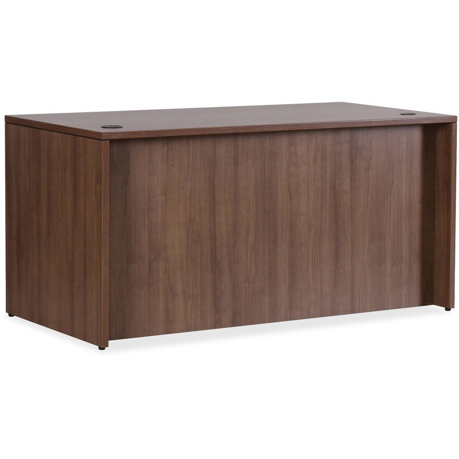Lorell Essentials Series Rectangular Desk Shell - 1" Top, 59" x 29.5"29.5" Desk - Finish: Walnut Laminate - Lockable, Grommet, Modesty Panel, Adjustable Feet - For Office