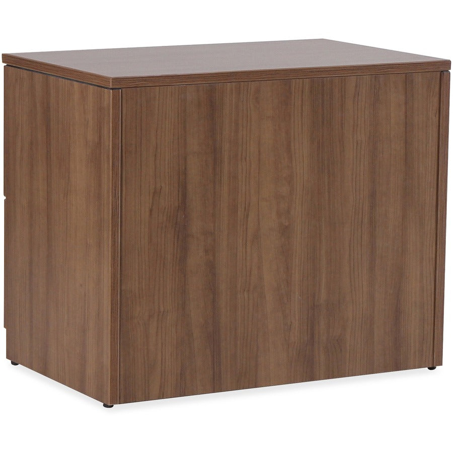 Lorell Essentials Series Lateral File - 1" Top, 0.1" Edge, 35.5" x 22"29.5" Lateral File - 2 x File Drawer(s) - Walnut, Laminate Table Top - Durable, Built-in Hangrail, Ball Bearing Slide, Drawer Extension, Lockable, Anti-tip, Adjustable Leveler - Fo