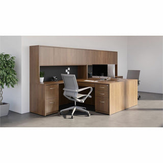 Lorell Essentials Series Stack-on Bookshelf - 36" x 15"36" - 2 Shelve(s) - Material: MFC, Polyvinyl Chloride (PVC) - Finish: Walnut, Laminate - Stackable - For Office, Book, Binder, Display Screen