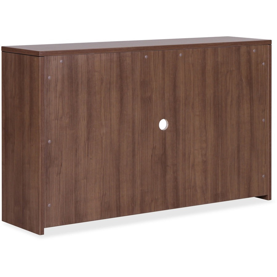 Lorell Essentials Series Stack-on Hutch with Doors - 70.9" x 14.8" x 36" Hutch - 4 Door(s) - Finish: Laminate, Walnut - Grommet, Cord Management, Durable
