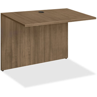 Lorell Essentials Series Bridge - 41.4" x 23.6"29.5" Bridge, 1" Top - Finish: Walnut - Laminate Table Top - Durable, Grommet, Back Panel, Cord Management, Modesty Panel - For Office