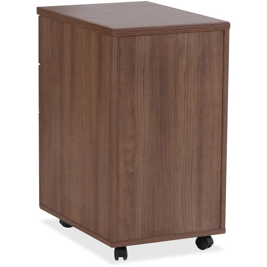 Lorell Essentials Series Box/Box/File Mobile File Cabinet - 1" Top, 3.8" Drawer Pull, 0.1" Edge, 15.8" x 22"28.4" Pedestal - 3 x Box, File Drawer(s) - Single Pedestal - Walnut, Laminate Table Top - Built-in Hangrail, Durable, Dual Wheel Caster, Mobil
