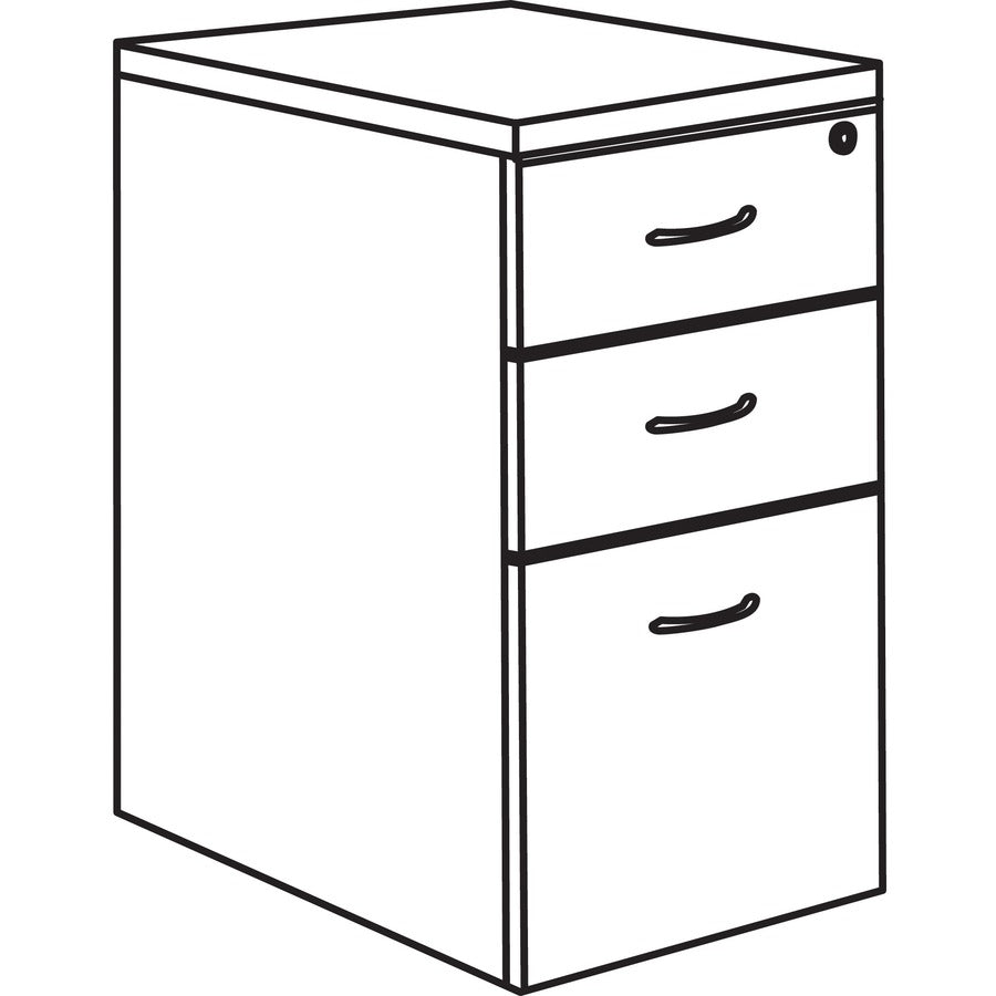 Lorell Essentials Series Box/Box/File Mobile File Cabinet - 1" Top, 3.8" Drawer Pull, 0.1" Edge, 15.8" x 22"28.4" Pedestal - 3 x Box, File Drawer(s) - Single Pedestal - Walnut, Laminate Table Top - Built-in Hangrail, Durable, Dual Wheel Caster, Mobil - 